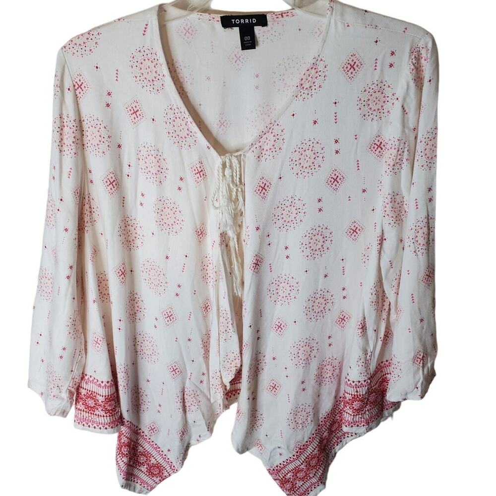 Torrid Kimono Style Open Front Drape Twill Top, T… - image 1